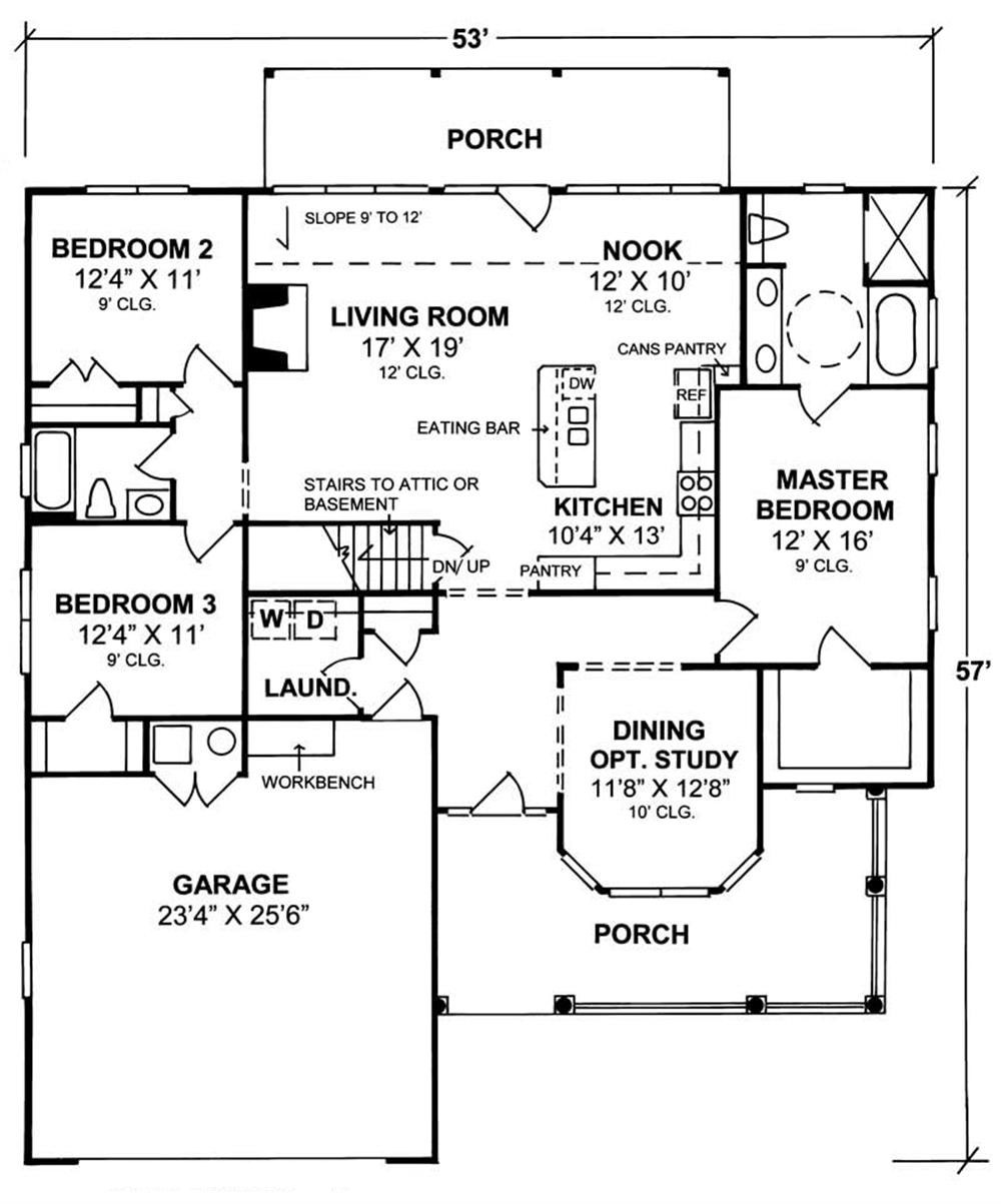 Floor Plan First Story of Country Plan #178-1073
